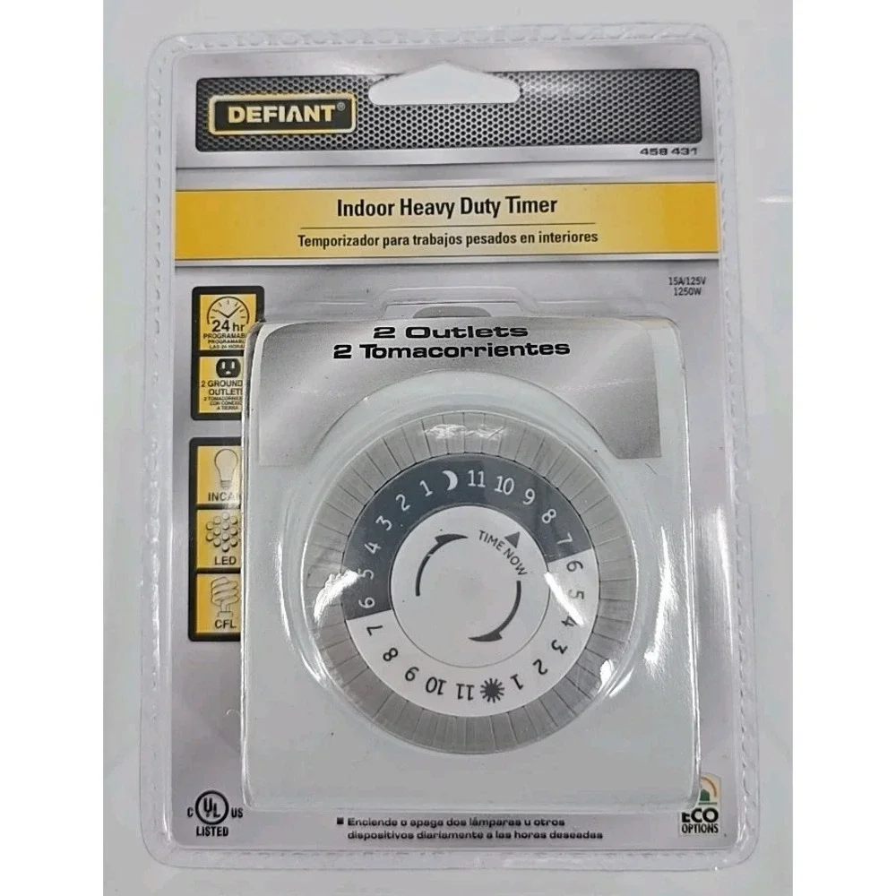Defiant Indoor Plug-In Heavy Duty Mechanical Timer 15A 125V 1875W 458431